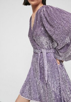 Lilac Belted Sequin Mini Dress from Warehouse 