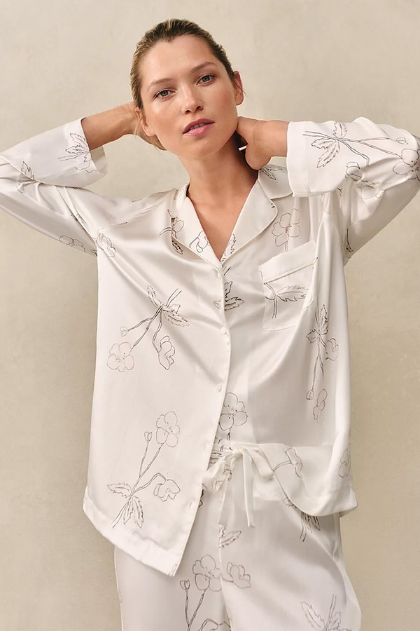 Silk Classic Piped Floral Pyjama Set