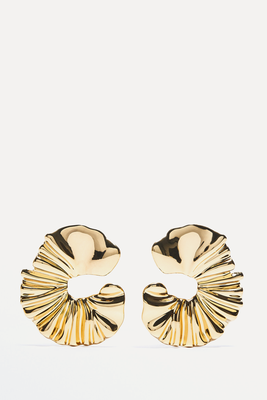 Gold-Plated Irregular Texture Earrings from Massimo Dutti