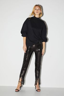Sequinned Trousers With Fringe from Bershka
