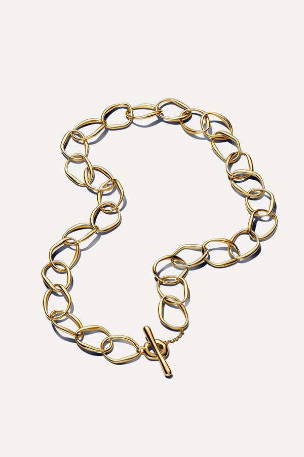 Organically Shaped Link Necklace 14k Gold Plating