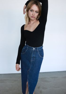 Denim Midi Skirt, from Zara