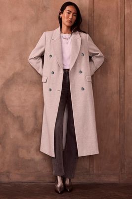 Grey Wool Blend Tailored Coat