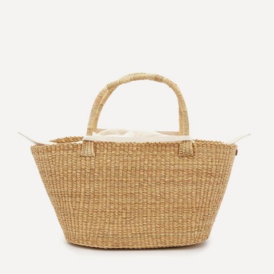 Panier Woven Straw & Cotton Tote Bag from MUUÑ