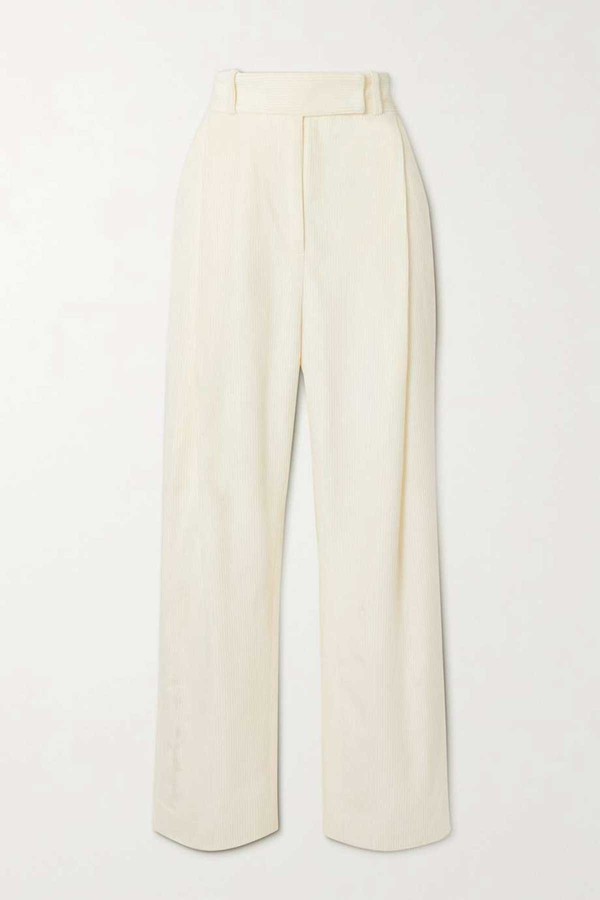 Pleated Cotton Corduroy Straight Leg Pants from Totême
