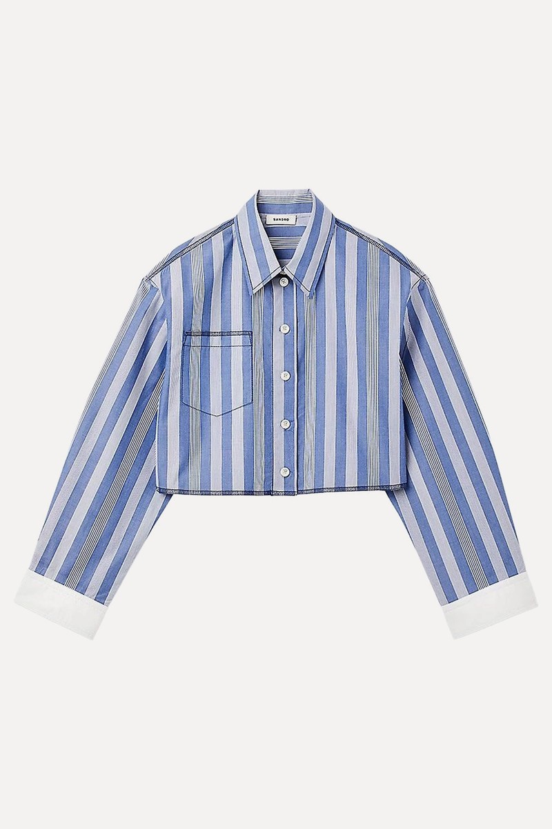 Warsy Striped Cropped Cotton Shirt  from Sandro