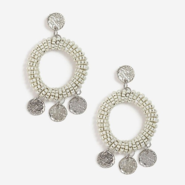 Cream Beaded Hoop Earrings from Topshop