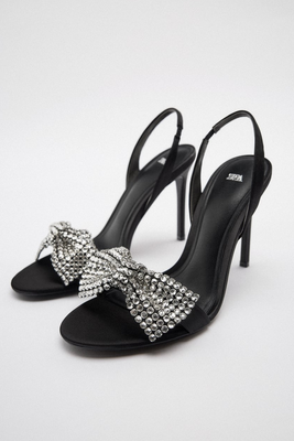 High-Heel Sandals With Embellished Bow from Zara