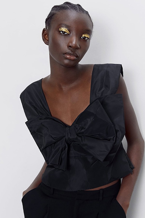 Taffeta Top With Bow from Zara