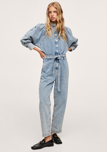 Belted Denim Jumpsuit from Mango