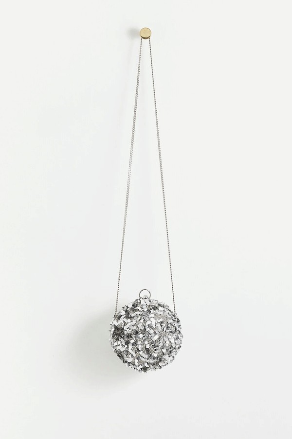 Disco Ball Silver Box Crossbody Clutch Bag from Oliver Bonas