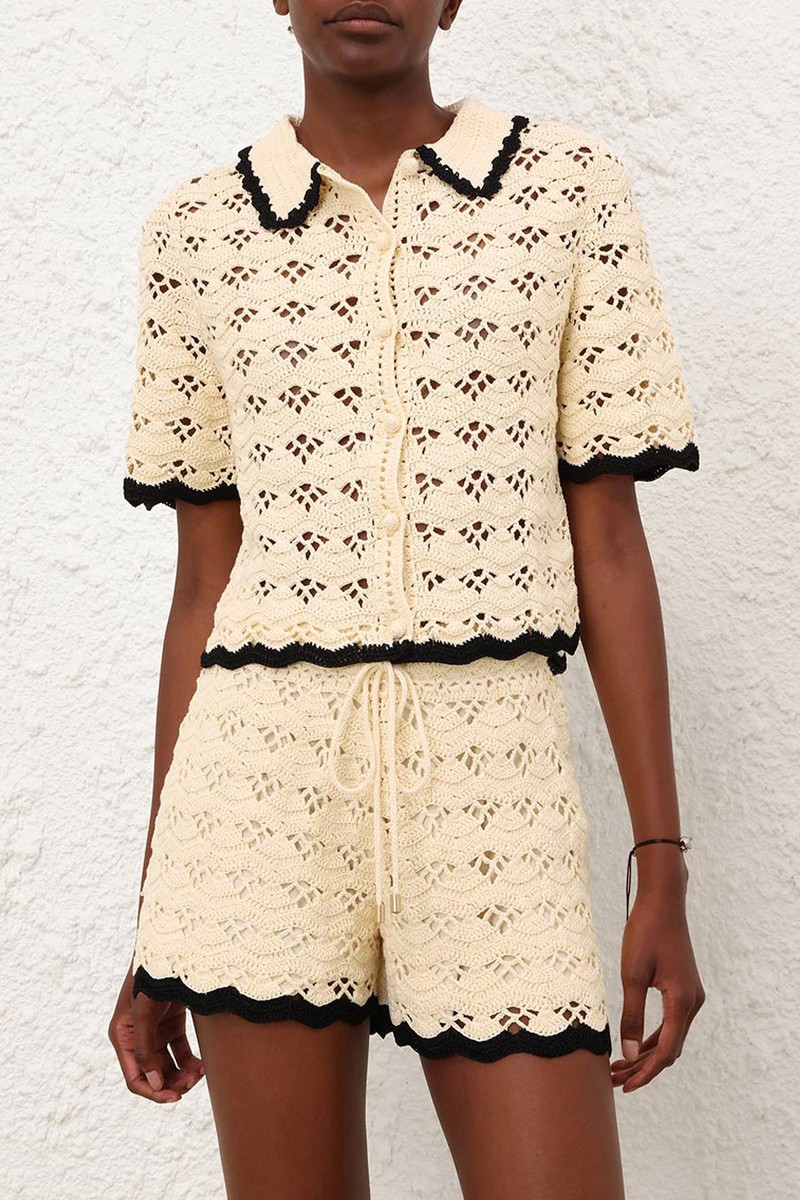 Aster Crochet Polo Top