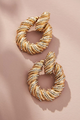 The Restored Vintage Collection: Gold-Plated Crystal-Wrapped Circle Earrings  from Anthropologie 