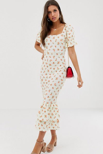 Design Tiered Double Frill Hem Maxi Dress