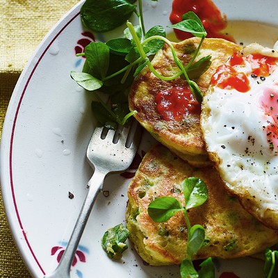 Pea Fritters With Crispy Egg