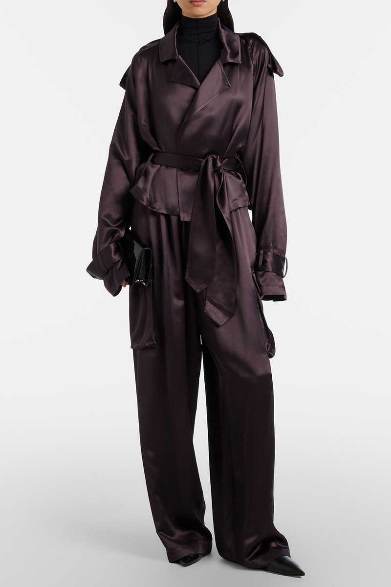 Simona Cropped Satin Trench Coat from The Frankie Shop
