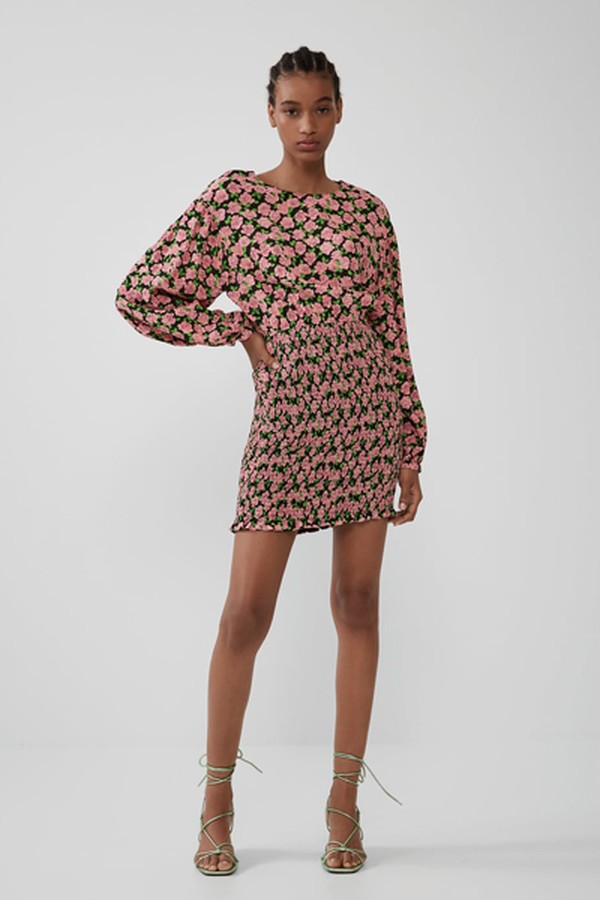 Printed Dress With Elastic Detail from Zara