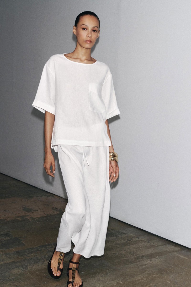 Zw Collection 100% Linen Midi Skirt from Zara