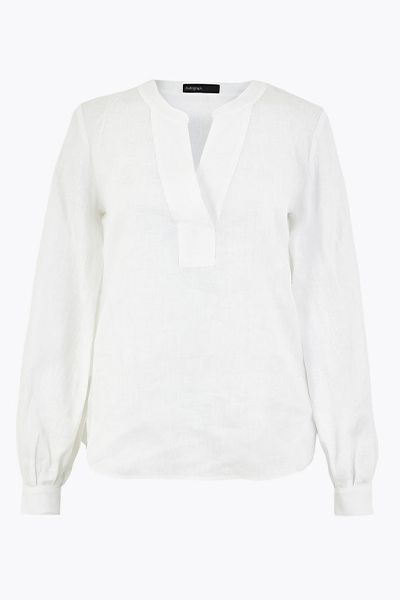 Pure Linen Long Sleeve Blouse