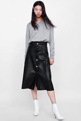 Faux Leather Midi Skirt from Zara