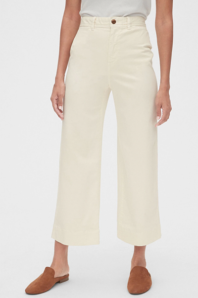 High Rise Wide-Leg Crop Khakis