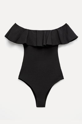 Seersucker Bandeau Swimsuit  from OYSHO