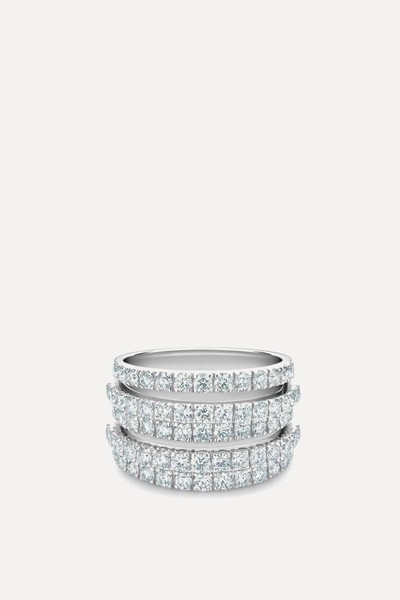 Classic Five Line Band In White Gold from DeBeers