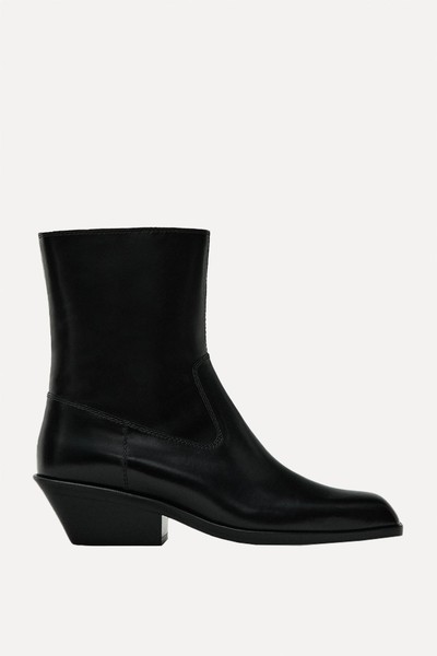 Heeled Square-Toe Ankle Boots from Massimo Dutti