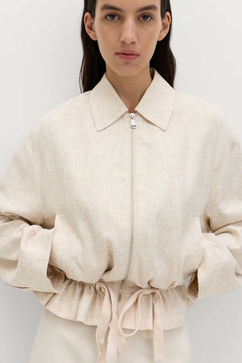 Linen Blend Lightweight Harrington Jacket