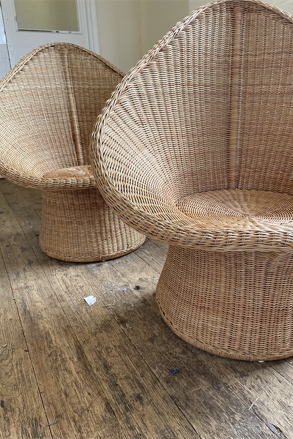 Rare Pair Of Vintage Rattan Wicker Chair  from Retroart