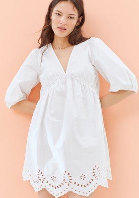 Broderie Anglaise Hem Cotton Dress