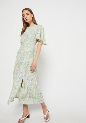 Midi Dress With Splits In Floral