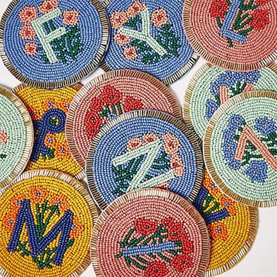 Amelie Alphabet Initial Beaded Coaster from Oliver Bonas