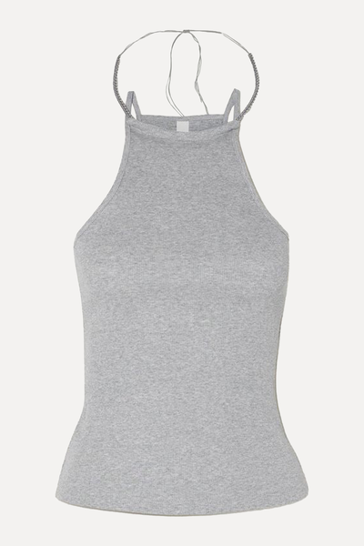 Barball Bead-Embellished Ribbed Organic Cotton-Jersey Tank from Dion Lee