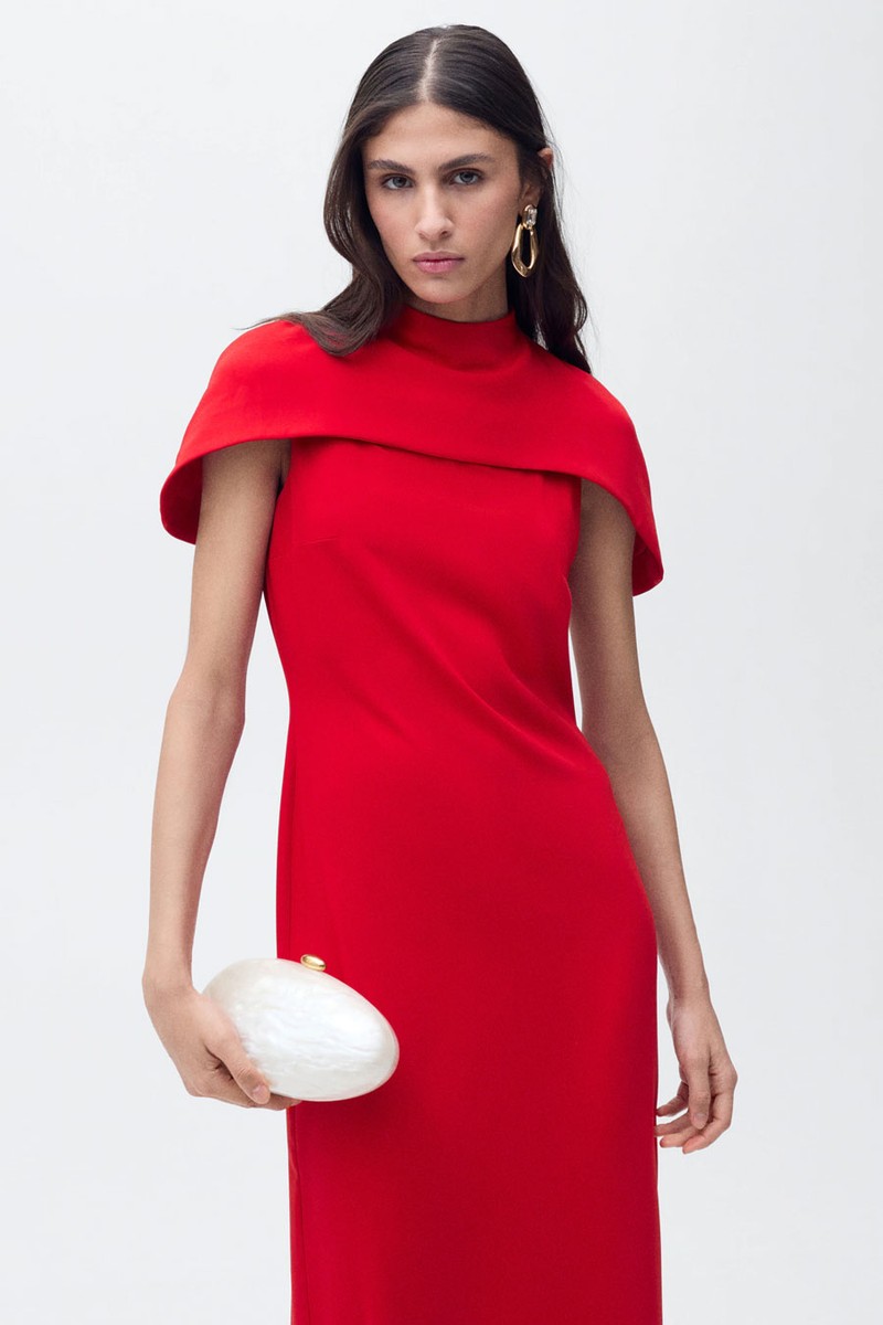 Straight Dress With Cape Collar