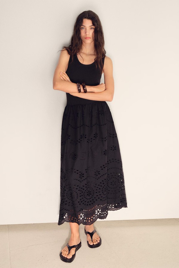 Cotton Dress With Openwork Embroidery