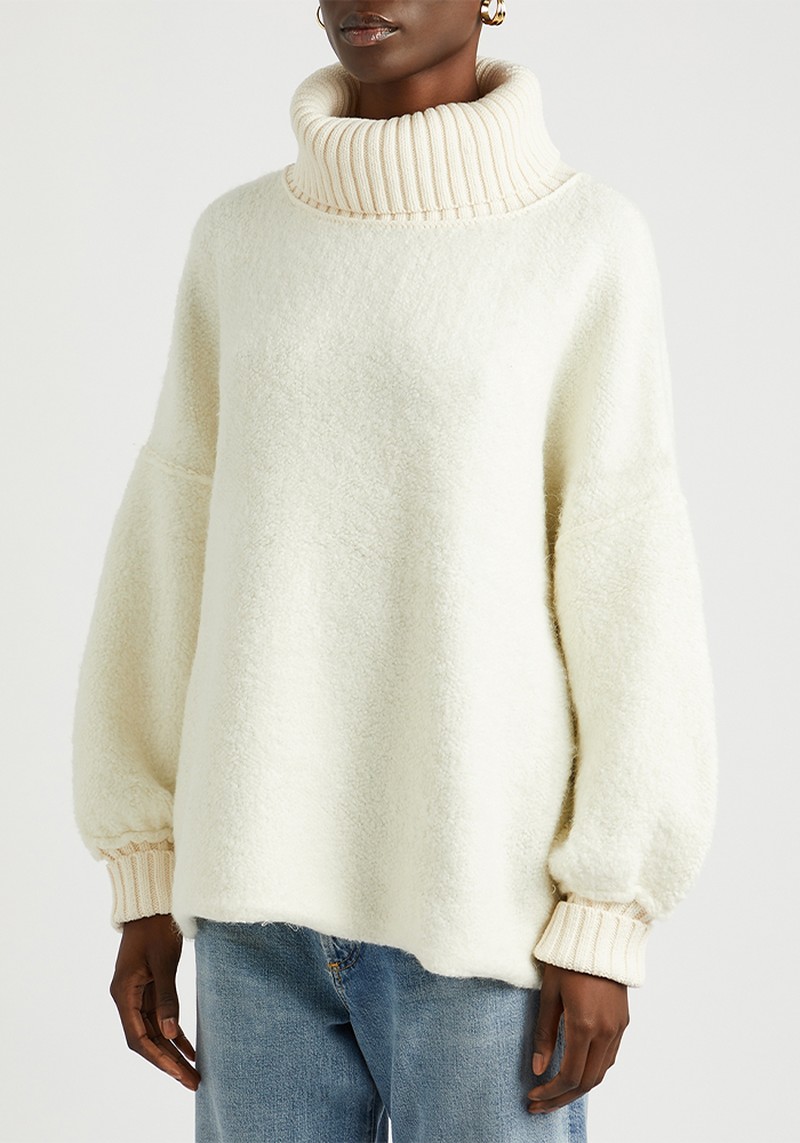 Milo Cream Bouclé-Knit Jumper from Free People