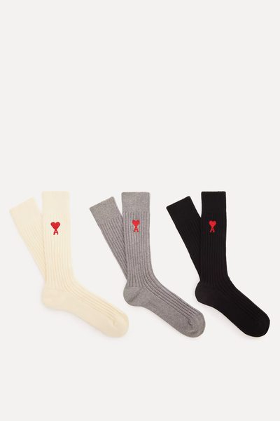 Three-Pack Ami De Coeur Socks from AMI Paris