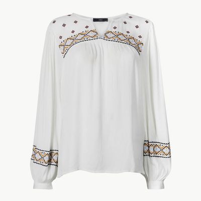 Embroidered Blouson Sleeve Tunic