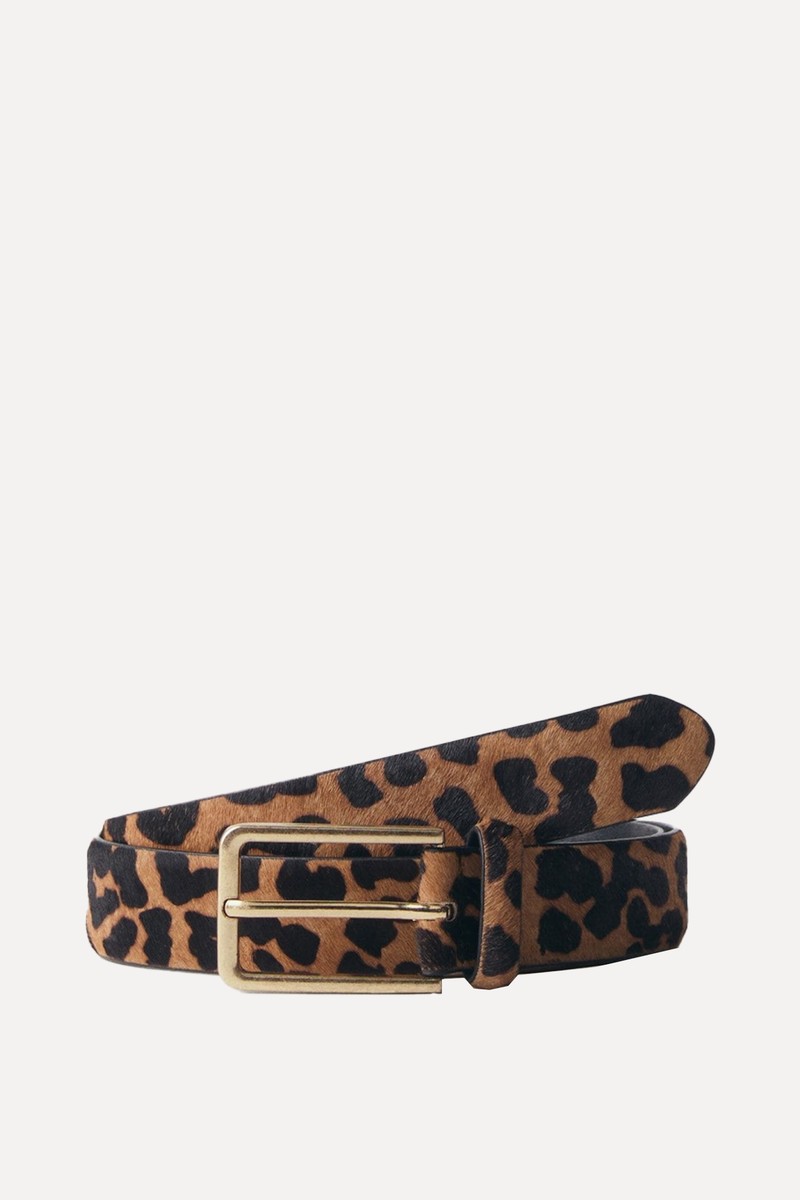 Leopard Print Leather Belt from Mango