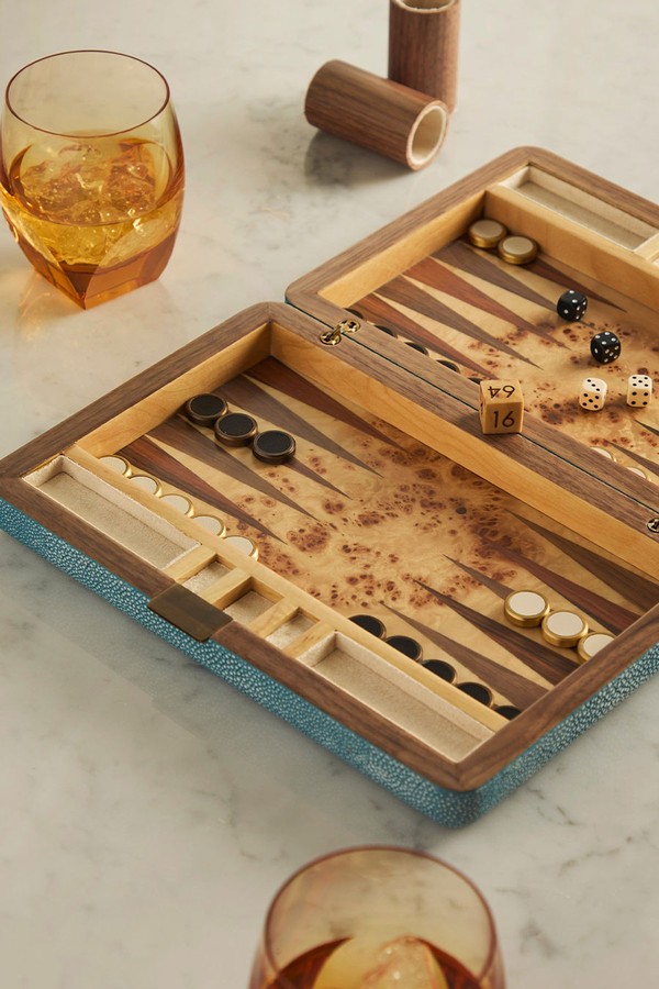 Faux Shagreen Travel Backgammon Set from Forwood Design