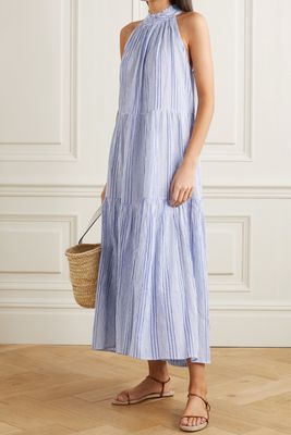 Nissi Striped Crinkled Cotton-Gauze Maxi Dress from Apiece Apart
