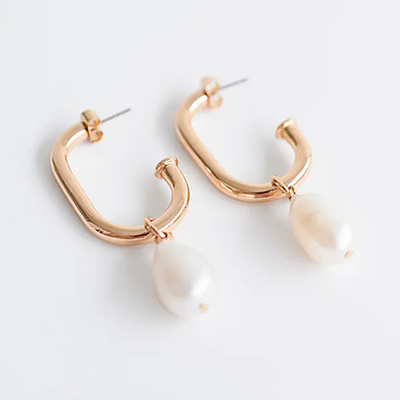 Natural Pearl Hoop Earrings from Zara