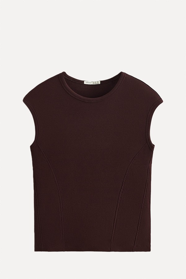 Short-Sleeved Rib Top With Cotton & Modal from OYSHO
