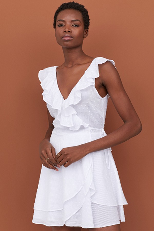Flounce-Trimmed Wrap Dress from H&M