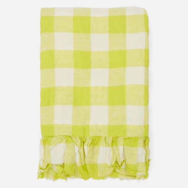 Limoncello Gingham Ruffle King Single Flat Sheet