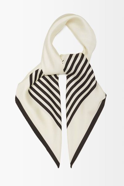 No.1 Striped-Border Silk Scarf from Lescarf