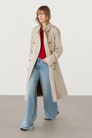 Double-Breasted Cotton Trench Coat