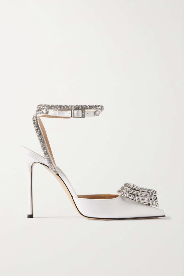 Triple Heart Crystal-Embellished Satin Pumps  from Mach & Mach