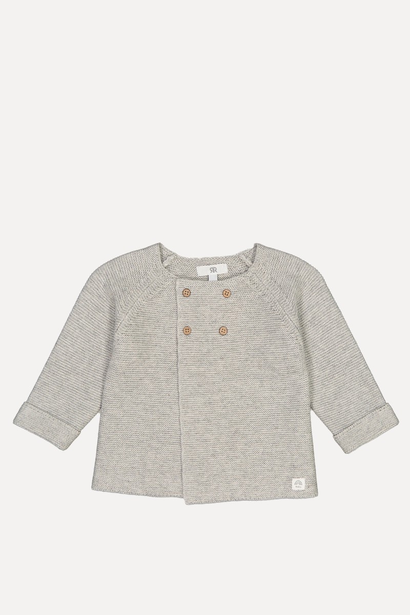 Cotton/Wool Buttoned Cardigan in Garter Stitch from La Redoute Collections